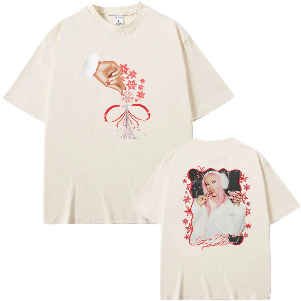 Рождество в Париже Графическая футболка Летняя Повседневная Кристина Агилера Высококачественная футболка Хлопок С круглым вырезом Топы