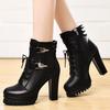 Brand Platform Women Boot Autumn Winter New British Black High Heels Women Coarse Heels Ankle Boot Plush Goth Women Boot Botas