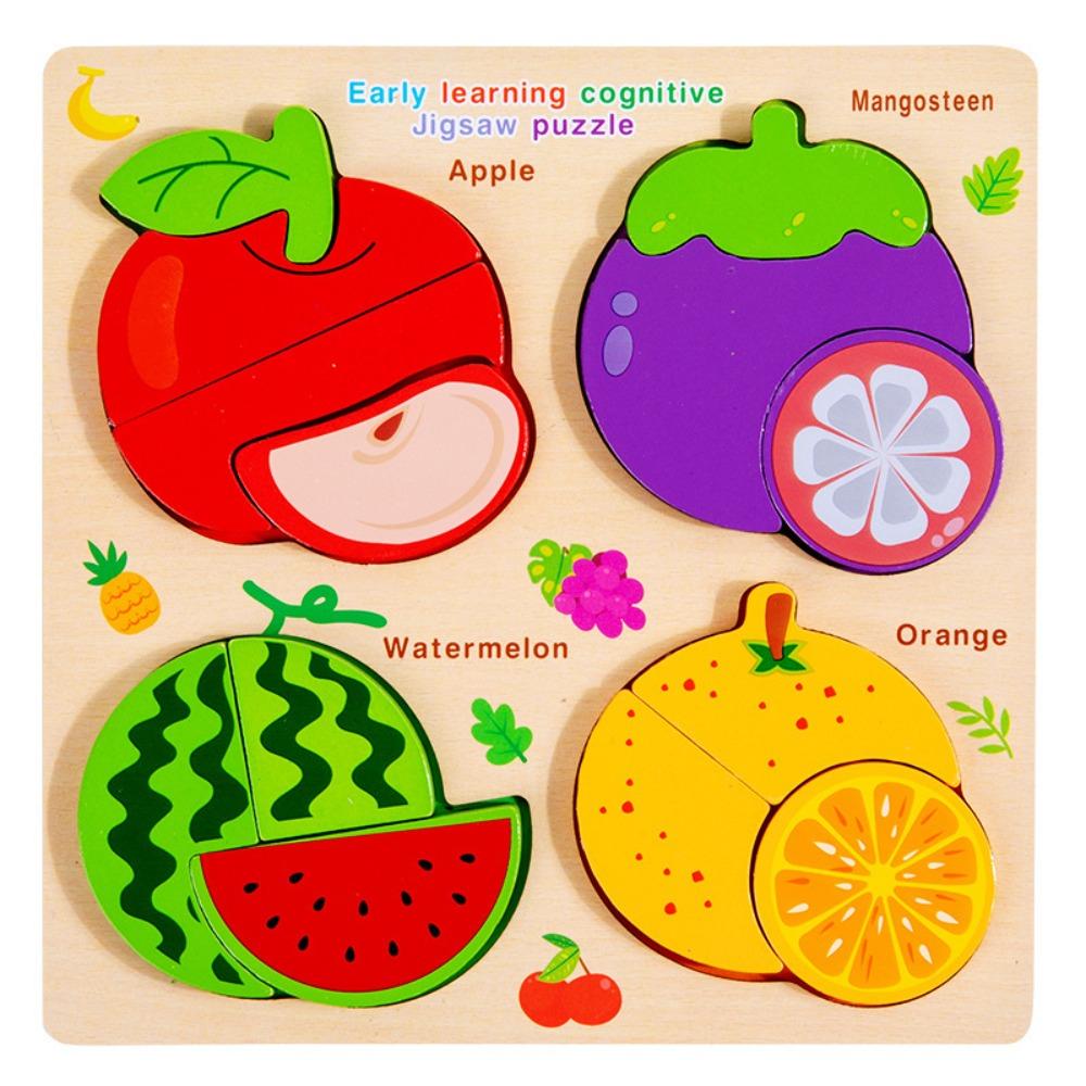 Соответствующие игрушки Деревянные игрушки 3D-пазлы Монтессори Паттерн Когнитивный Пазл-доска 4 в 1 Интерактивные DIY Животные Транспорт Пазлы