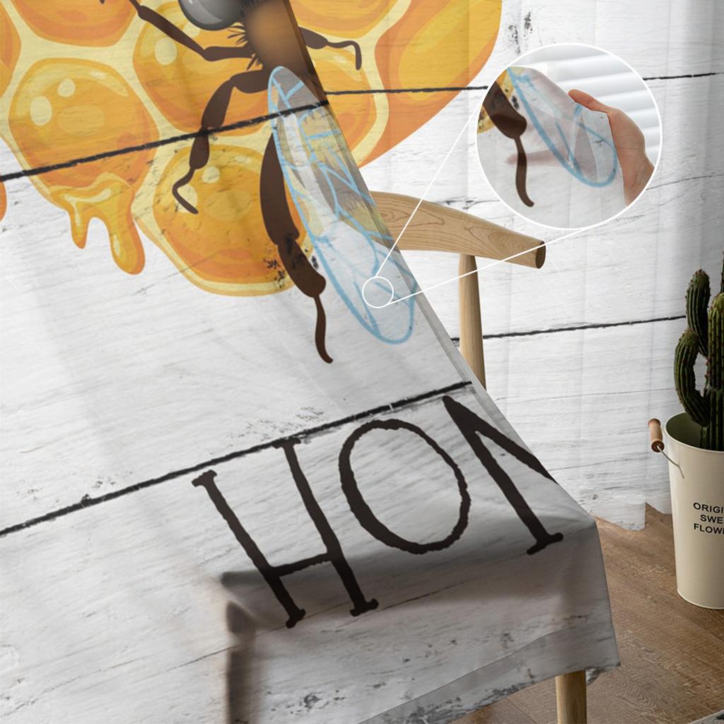 Farm Bee Honey Hive Modern Curtain For Living Room Transparent Tulle Curtains Window Sheer For The Bedroom Accessories Decor