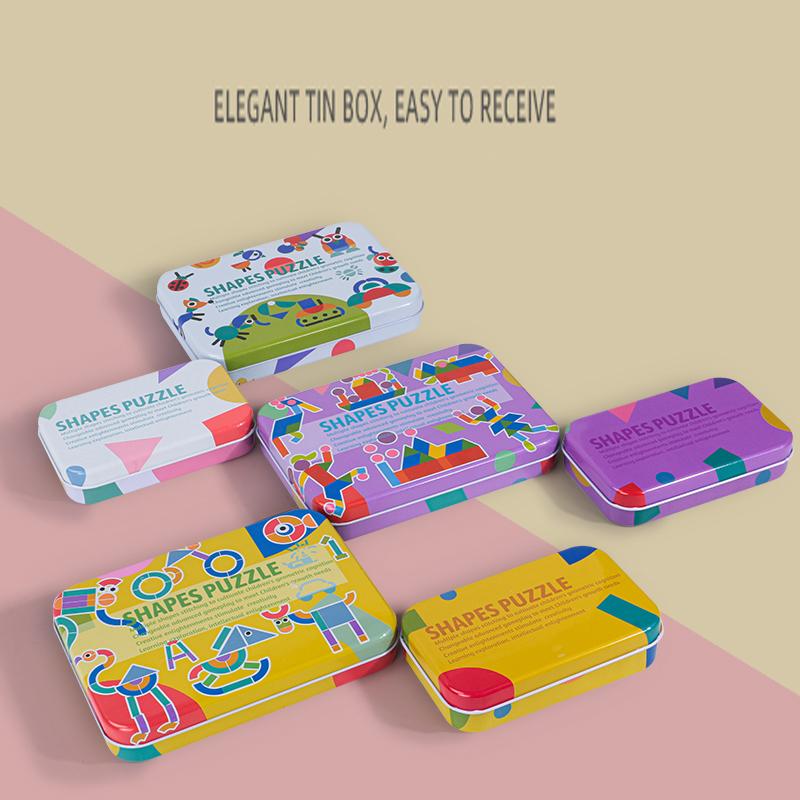 Деревянный танграм Магнитная головоломка с геометрическими фигурами для распознавания форм детьми Деревянная игрушка-танграм