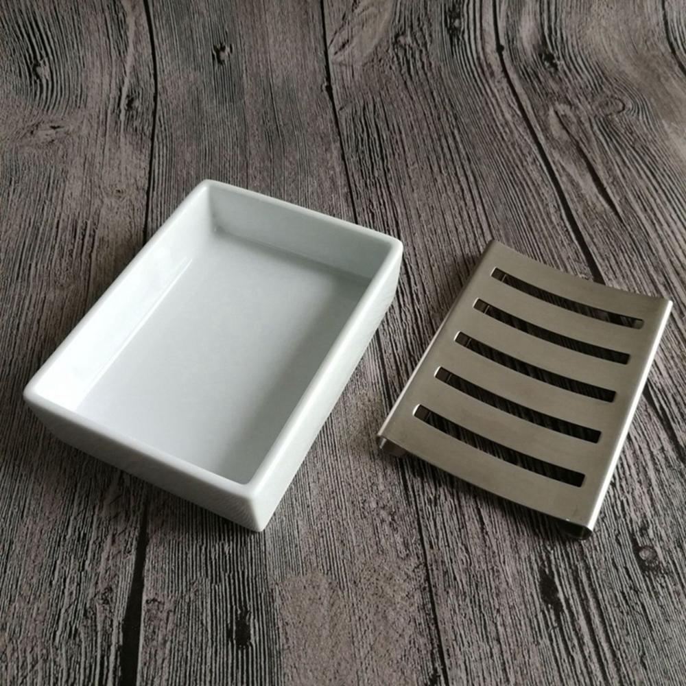 Fast Drying Storage Tray Stainless Steel Draining Rack Soap Container Box Soap Dish Sponge Holder
