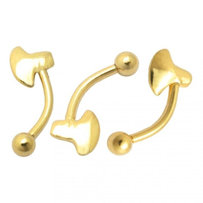 KODY PIERCING Пирсинг брови топором из 18-каратного золота с шариком - качественный пирсинг