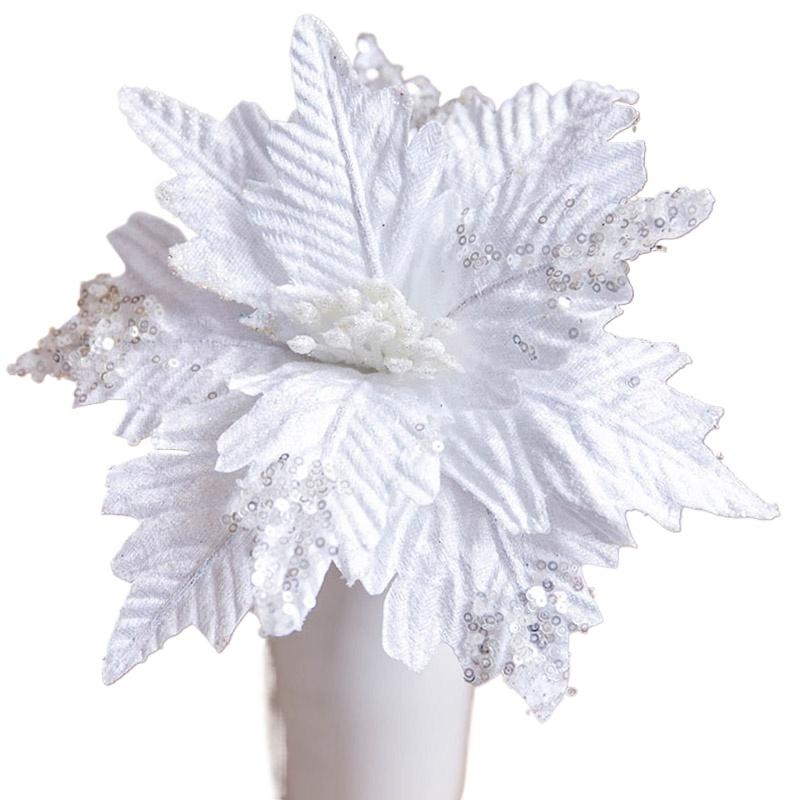 1 шт. ткань золото 25 см веселый рождественский цветок рождественская елка декор рождественский цветок украшение для дома блестки ручная работа имитация серебра