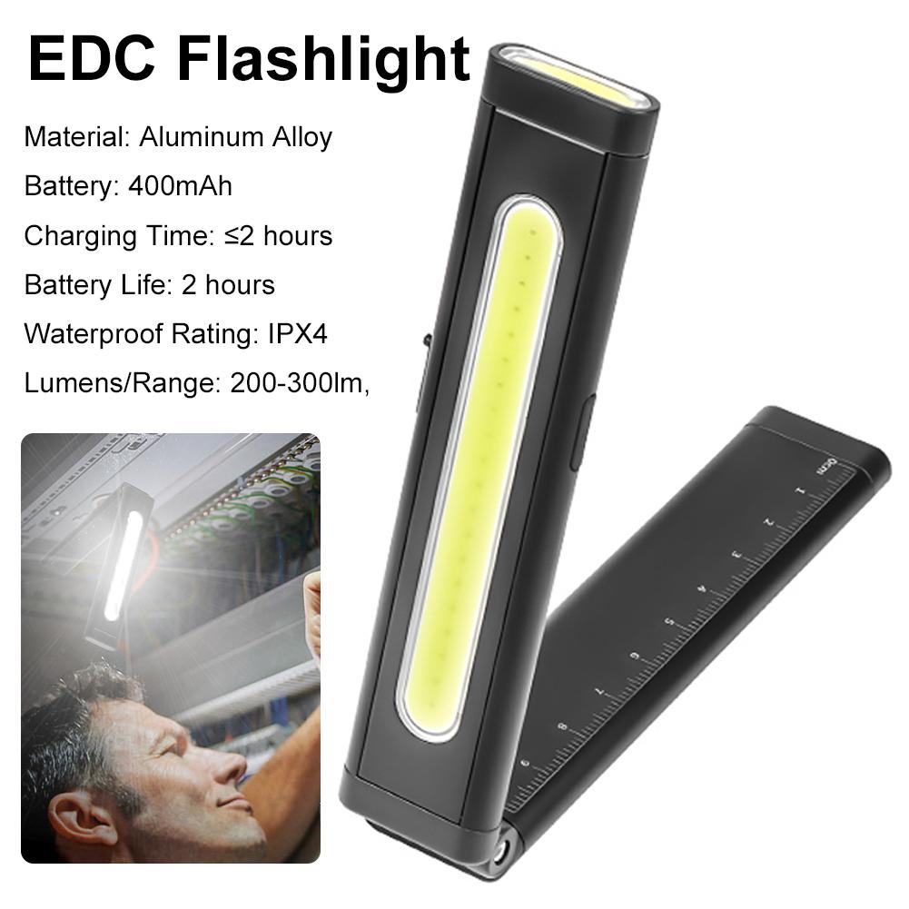 Мини-фонарик LED, перезаряжаемый через USB-C, с линейкой, рабочий инструмент, многоисточниковый магнитный скрытый набор отверток, свет O5G3