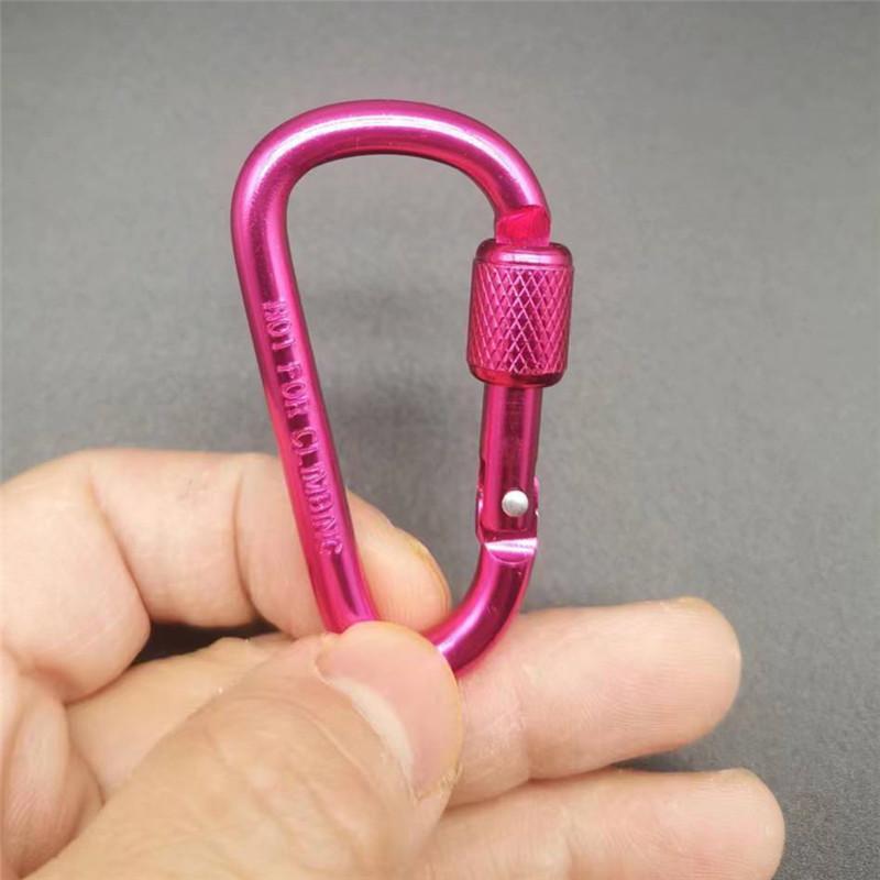 Outdoor Aluminum D Shape Locking Carabiner Keychain Backpack Clip Rope Hook for Camping Hiking Gear Accessories