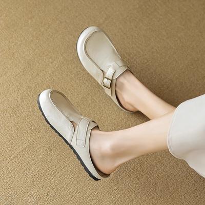 Баотоу полутапочки женские новые летние ретро сандалии на плоской подошве на один педаль большого размера ленивая обувь