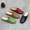 Simple and Retro Lazy Slippers with Genuine Leather Toe Caps and Soft Soles Cowhide Women's Shoes