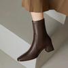 Модные новые ботинки челси, женская обувь, массивные ботильоны, готические туфли на среднем каблуке 2024 года, брендовые зимние модные ботинки с острым носком, мотоциклетные ботинки Femme