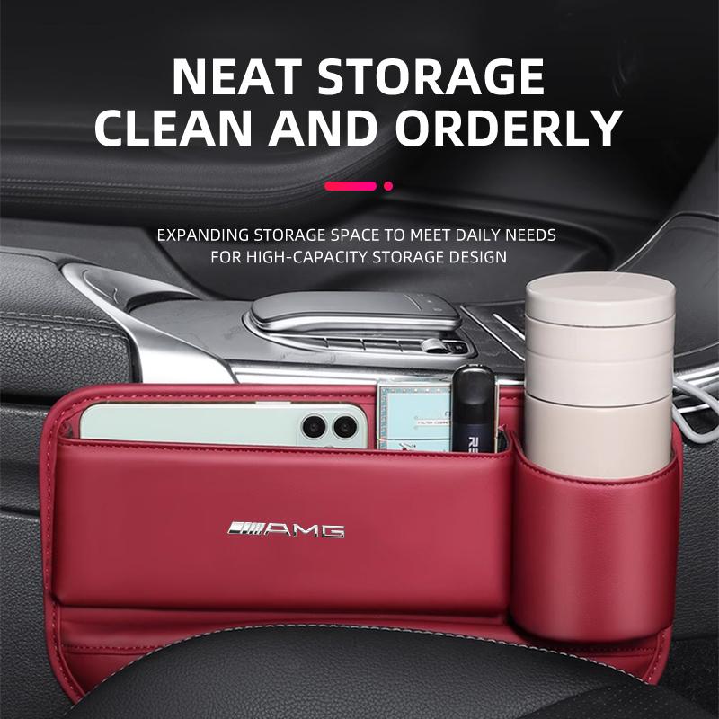 WXAKF1 Hot 2026 For Benz Car Seat Gap Organizer Multifunction Storage Box Cup Pocket For Mercedes Benz AMG W204 W205 W203 W211 W212 W21