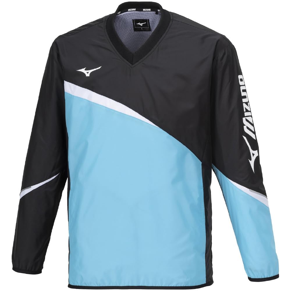 Tennis Wear Windbreaker Shirt Water Repellent Standard Silhouette Mesh Lining 62MEA504 Black X Blue Atoll M [Mizuno]