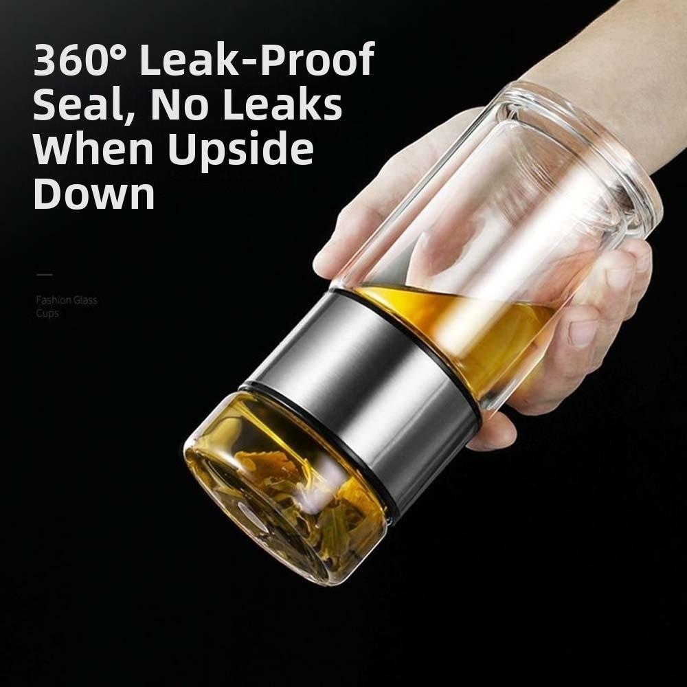 Round Mouth Tea Water Separation Bottle Borosilicate Glass Handhold Portable Bottle Sports