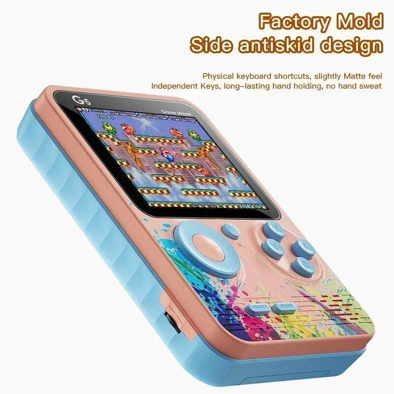 Портативная игровая консоль G5 в стиле ретро с 500 классическими играми, 3,0-дюймовым экраном, портативный геймпад, цвет Macaron, перезаряжаемая батарея 1020 мАч