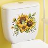 Spring Sunflower Toilet Sticker Removable Self-adhesive Waterproof PVC Living Room Wall Art Floral Bathroom Toilet Lid Decoration Decal