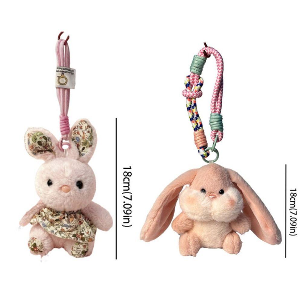 Soft Bunny Doll Pendant Long Ear Plush Keychain Doll Rabbit Plush Toy Bag Charms