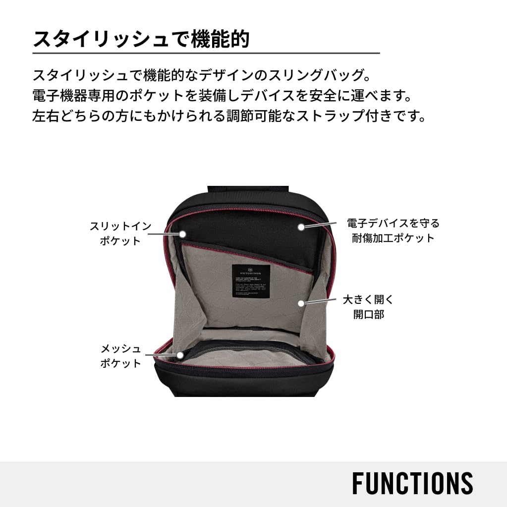 Дорожная сумка-слинг, сумка на плечо, сумка на плечо, для деловых поездок, черная 653384 [Victorinox] []