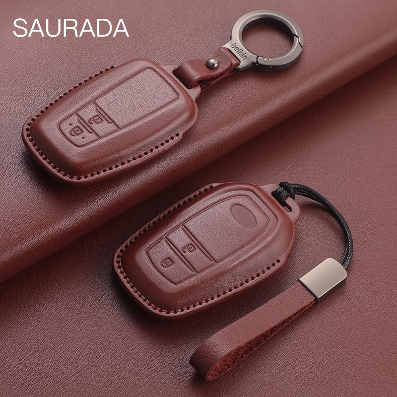 Genuine leather Car Key Case Fob For Toyota Prius Camry Corolla C-HR RAV4 Land Cruiser 200 Prado Yaris Protector Accessories KI1