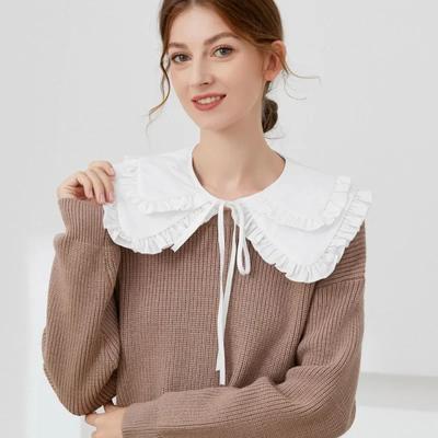 Double Layered Doll Fake Collar for Women's Autumn Trendy Shoulder Wraps Shirt Detachable Collar Small Shawl False  Collar