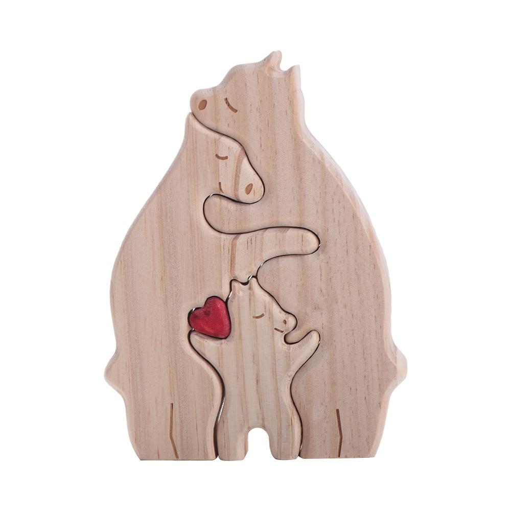 Wooden Bear Family Theme Art Puzzle Solid Color Personalised Funny Desktop Ornament Home Deco Gift Crafts Decoration