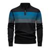 Autumn Winter Knitted Sweater Men Half Zipper Striped Pullovers Stand Collar Knit Casual Sweater Man