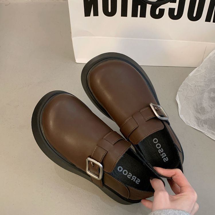 Matte Retro Black British Style Small Leather Shoes Women's 2025 New Spring and Autumn Thick-soled Versatile Mary Jane Single Shoes