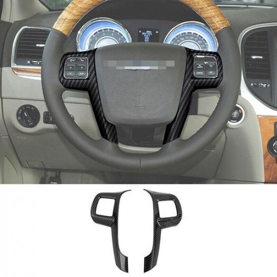 Carbon Fiber Steering Wheel Moulding Cover Trim Frame For Chrysler 300 2010-2014
