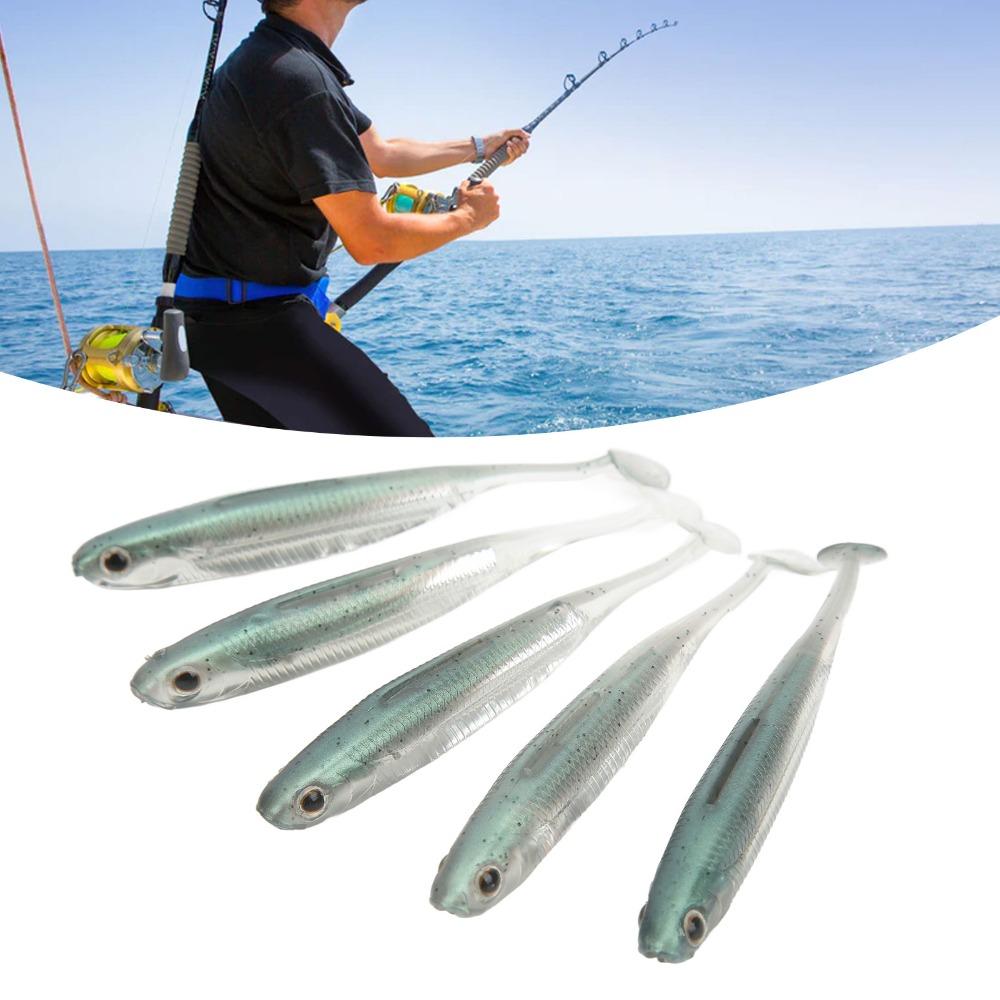 5PCS 3.94 Inches Swim Shad Baits PVC Artificial Fish Lures Paddle Tail Swimbaits for Anglers