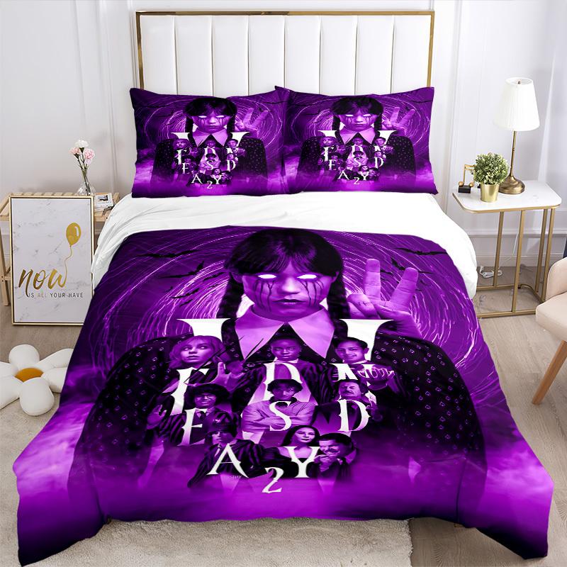 3pcs Wednesday Addams Duvet Cover Set, 1 Duvet Cover + 2 Pillowcases (No Insert), High-Definition Print, Home & Dorm Set yy251208076