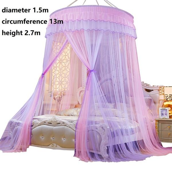 Романтическая купольная москитная сетка принцессы, градиентная двухцветная кружевная сетка для кровати, трехдверная подвесная сетка для кровати