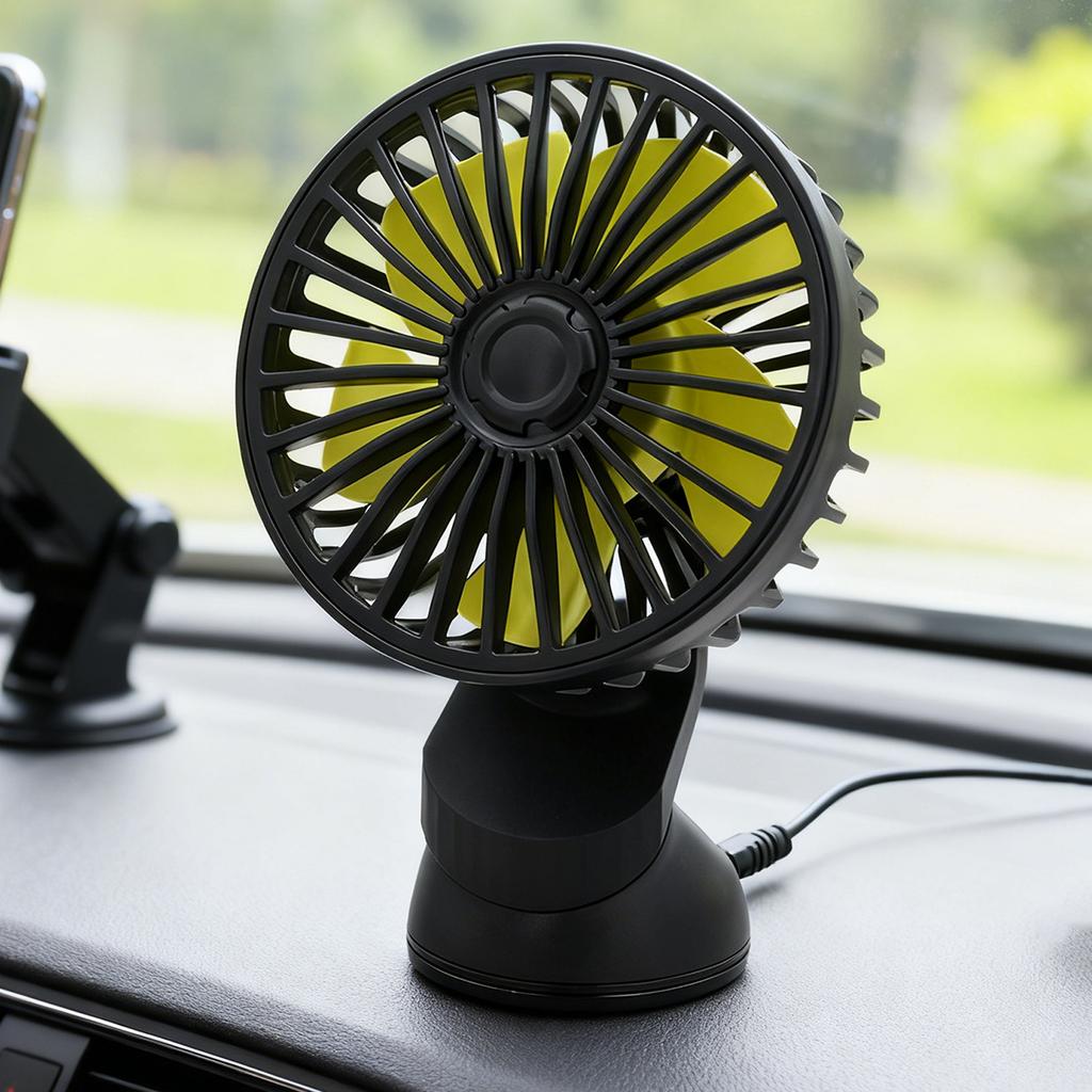Single Head Small Cooling Air Fan Multi-Angle Rotatable Portable Vehicle Fan 3 Speeds for Dashboard SUV RV Truck Sedan