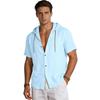 Men S Short Sleeve Hooded Cotton Casual Summer Shirt