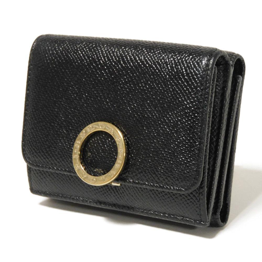 Б/у 11679 Кошелек тройного сложения 288648 7942 RFID IC чип Золотой Компактный кошелек Логотип Клип Черный Унисекс из Японии ОРИГИНАЛ