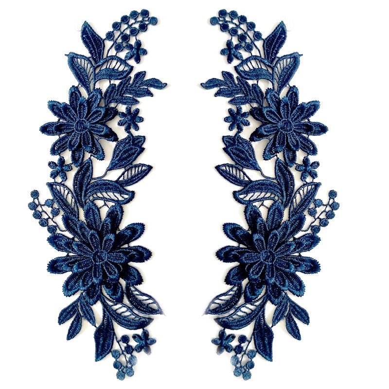 1 пара вышитых нашивок с отделкой 3D цветочная аппликация для одежды сумки кружево цветок DIY полые изысканные значки аксессуары 23X8 см