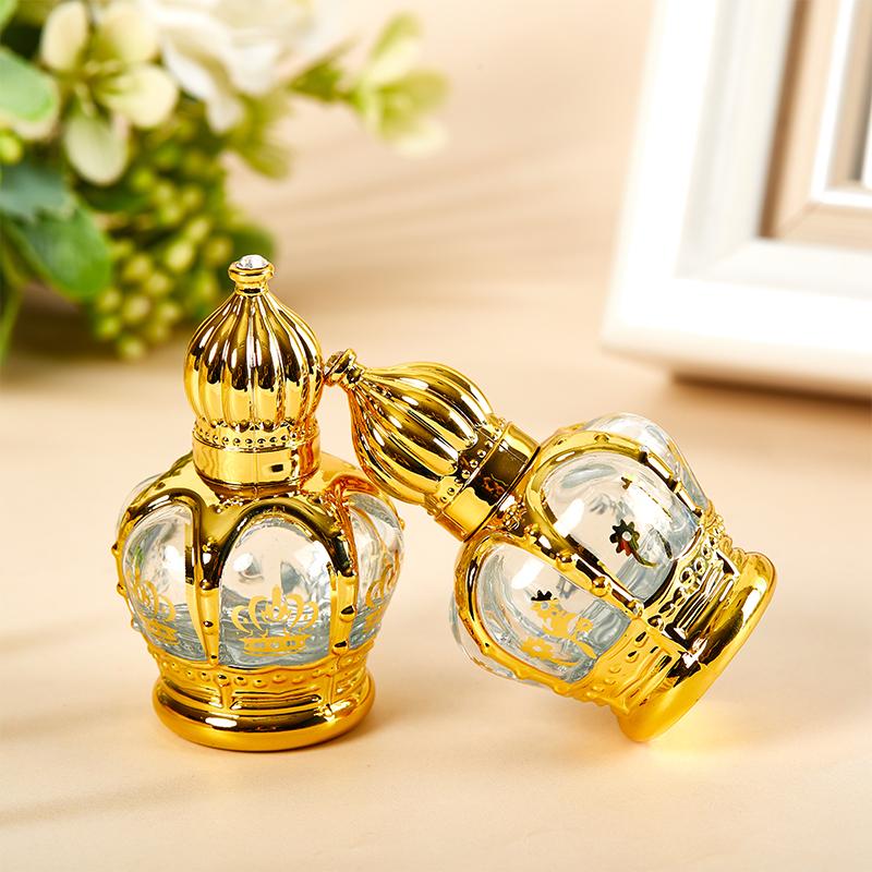 Стеклянный флакон для эфирного масла в форме золотой короны, пустой флакон для духов