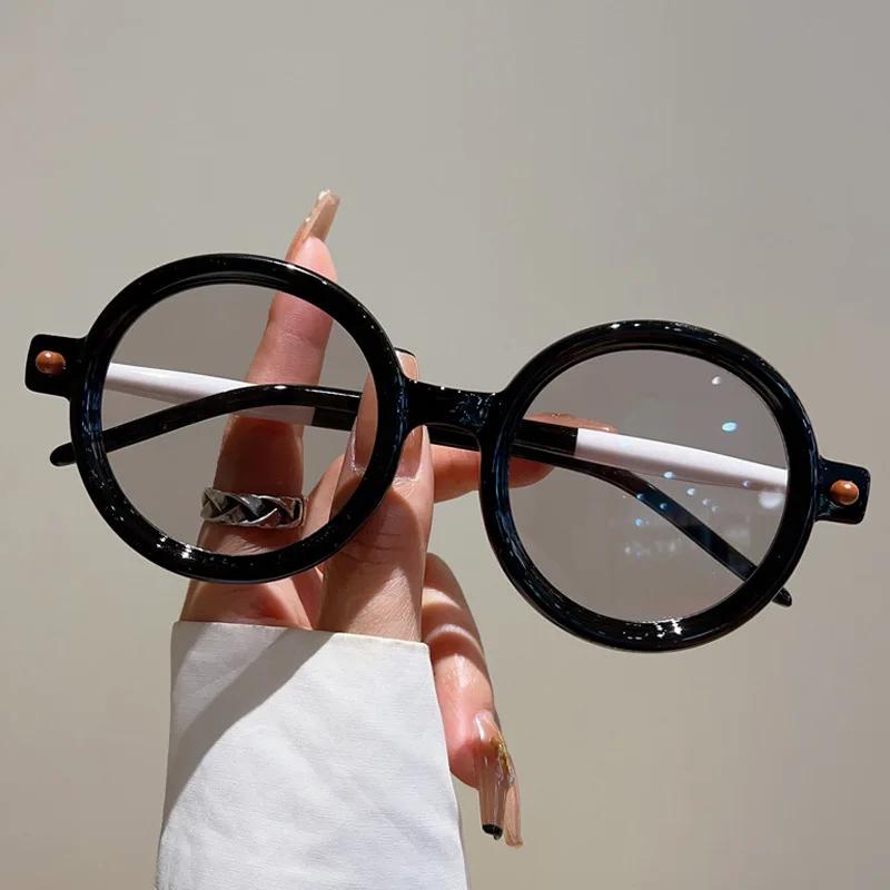Vintage Round Sunglasses Women for Men Trendy Sun Glasses Punk Luxury Brand Designer Shades Big Frame Eyeglasses UV400