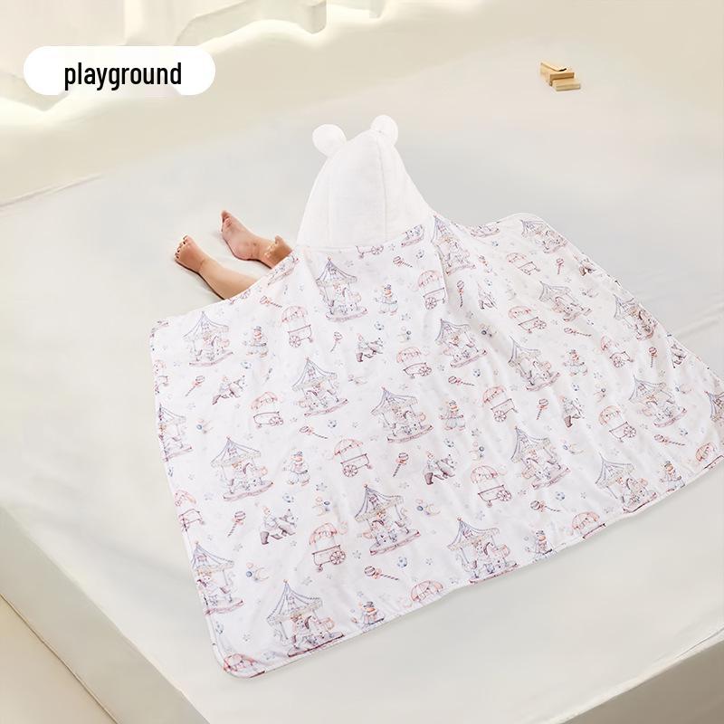Hooded Coral Fleece Baby Bath Towel - Quick Dry, Water Absorbent, Swaddling Blanket for Newborns, Thickened for Autumn & Winter.