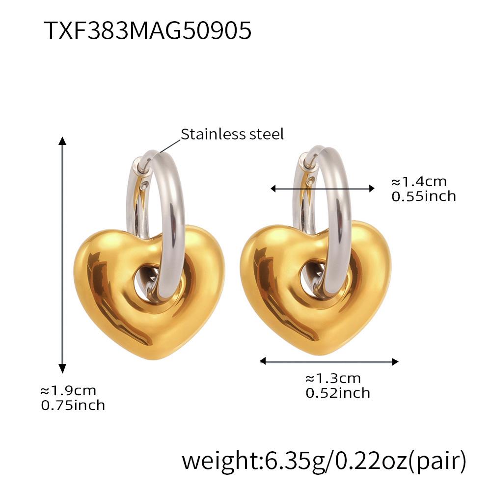 Ожерелья с подвеской в виде сердца Серьги-кольца Из нержавеющей стали С покрытием 18 карат золотом Тонкая цепочка Серьги-подвески Набор ювелирных изделий Для женщин