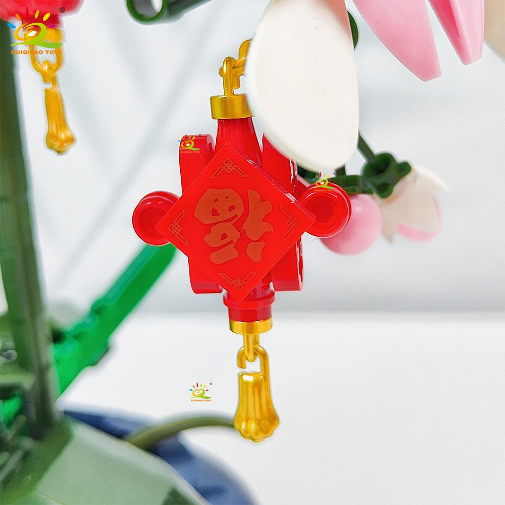 HUIQIBAO 587 деталей MOC Серия Цветок Орхидеи в Горшке Строительные Блоки Букет Модель Набор Кирпичиков Игрушка Для Детей Настольная Домашняя Декорация