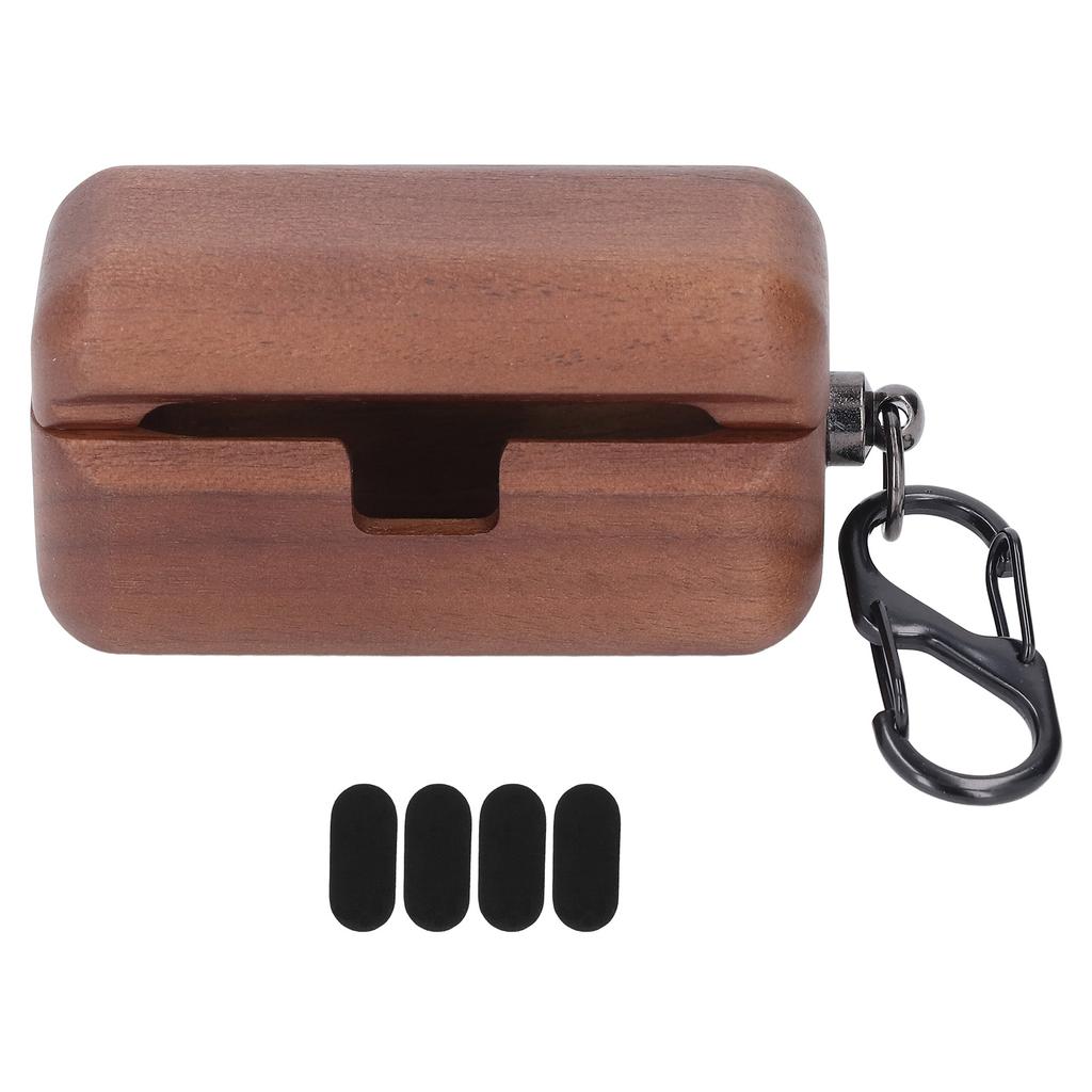 Wooden Case for AZ80 Prevent Falls Bumps Fine Polished Wood Protector Charging Case for Bluetooth Earbuds