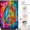 Peace Symbol Shower Curtain, 72x72 inch Polyester, Colorful Watercolor Tie Dye Hippie Peace Sign Bathroom Shower Curta Decor Set with 12 Hooks
