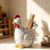 Decorative Chicken Plant Container with Aged White Finish, Accessible Body, and Country Styling for Foliage, Faux Flowers, or Display Items
