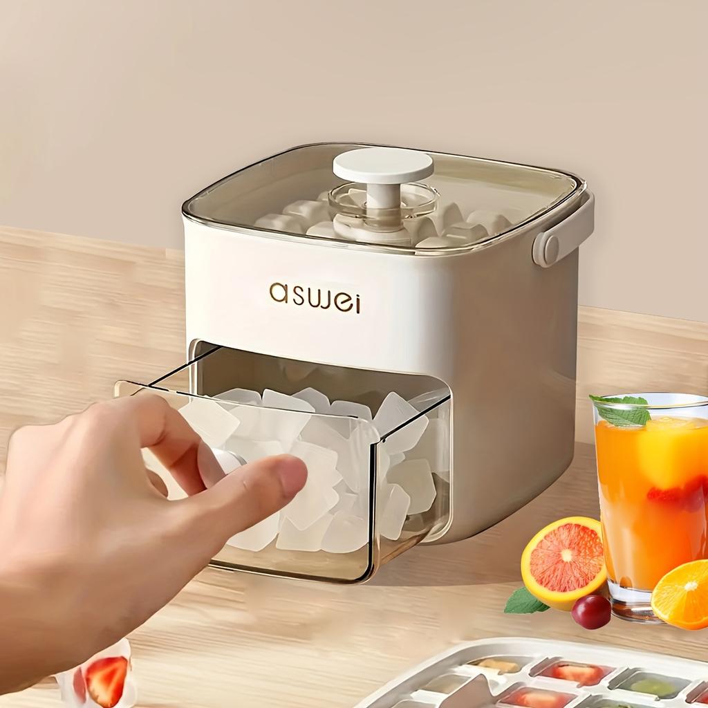 Ледогенератор на 48 кубиков с крышкой Easy-Press, поддон для хранения из пищевого пластика для заморозки виски и коктейлей, незаменимый кухонный гаджет