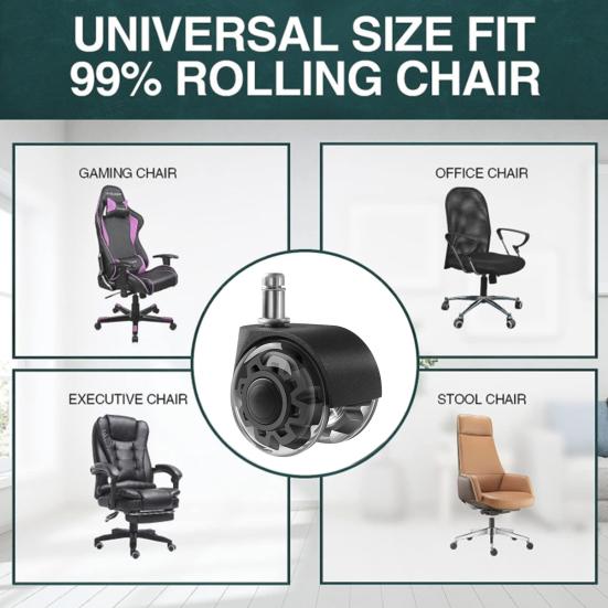 2-дюймовое прозрачное колесо для офисного кресла, прочное, универсальное, тихое, для полов из твердой древесины, ковер, компьютерный игровой стол, роликовое кресло, замена роликов
