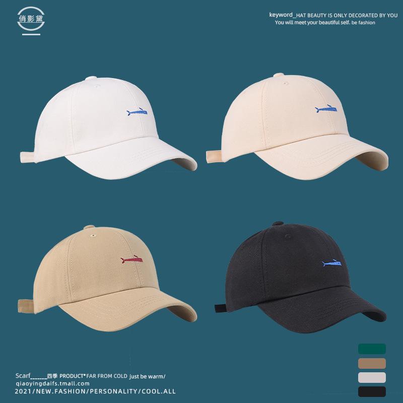 ins trendy brand showing face small hat female cartoon small fish sunscreen peaked cap wide brim thin face baseball cap men's and women's models