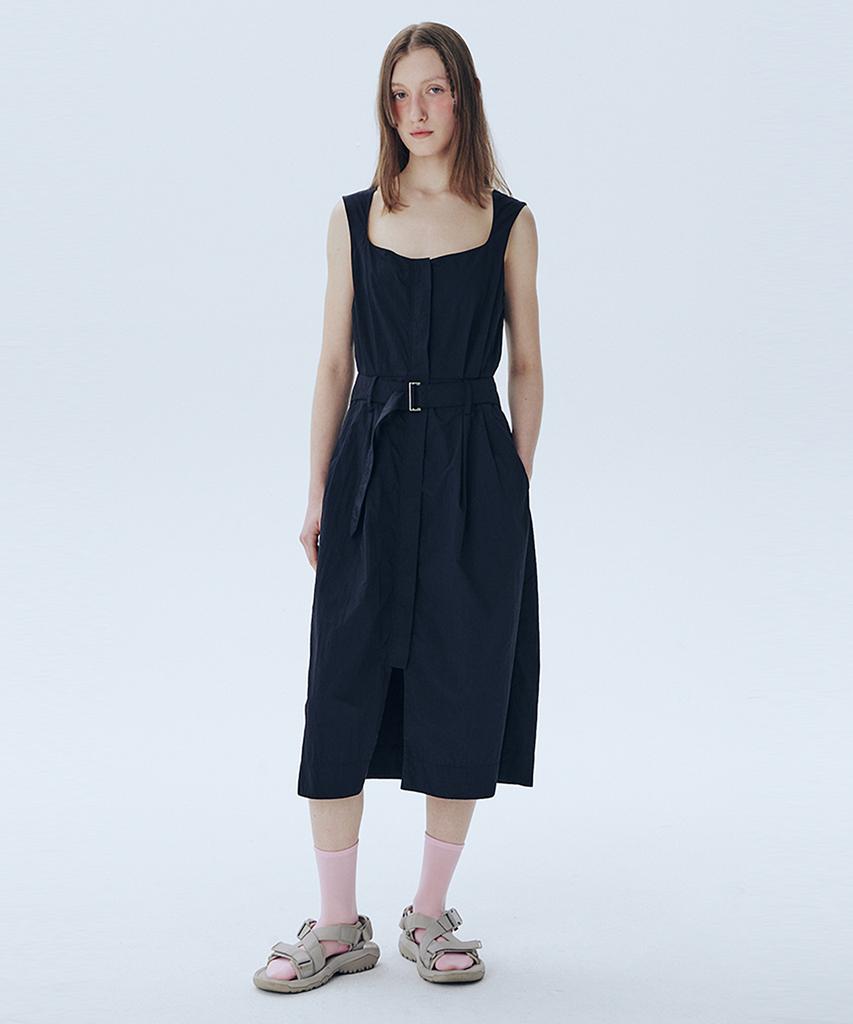 Awi Nylon Belted Dress_Black