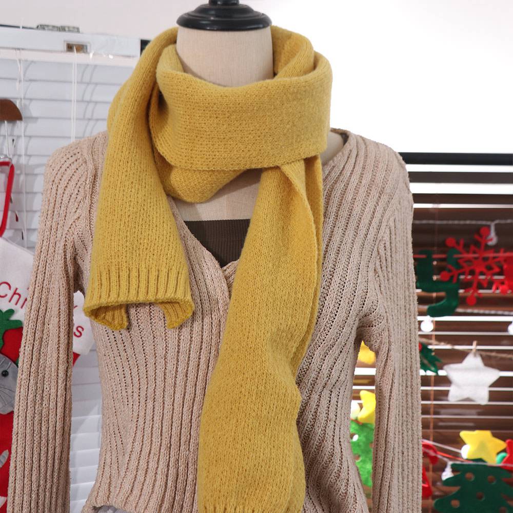 Imitation Cashmere Knitted Scarves Keep Warm Wool Shawl Retro Solid Color Scarf Student
