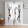 African Dancers White Tulle Sheer Curtains for Living Room the Room Bedroom Kitchen Decoration Voile Organza Curtains