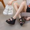 Summer New Women's Platform Sandals 2025 Open-toed Small Fragrant Sandals Solid Color Simple Fashion Velcro Tide