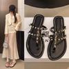 Summer Beach Slippers Outer Slippers Willow Studs Versatile Casual Women's Shoes Double Slippers Cool Slippers New 2025