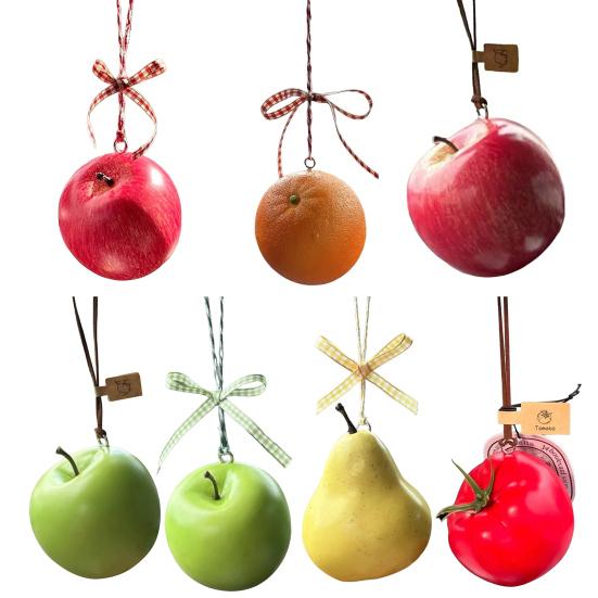 Fruit Car Pendants Artificial Foam Fruits Rear Mirror Car Charm Christmas Tree Hanging Ornaments for Auto Accessory Xmas Decor